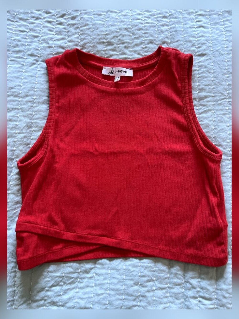 Ole by Koton Red Ribbed Sleeveless Tank Top M